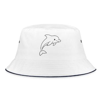 Minimalistic Dolphin - Bucket Hat - white/navy - Front
