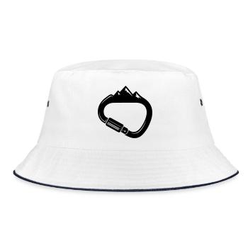 Karabiner und Berge – Einfach Klettern - Bucket Hat - Weiß/Navy - Vorne