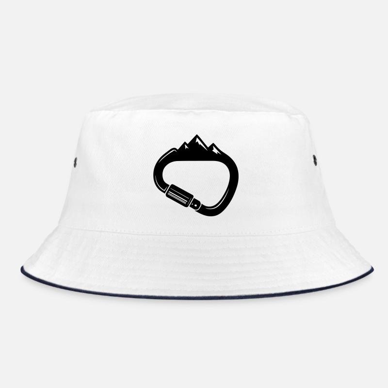 Karabiner und Berge – Einfach Klettern - Bucket Hat - Weiß/Navy