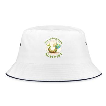Regenwurm verteidigt die Erde - Bucket Hat - Weiß/Navy - Vorne
