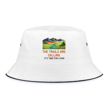 079The Trails Are Calling - It's Time For a Run - Bucket Hat - white/navy - Front