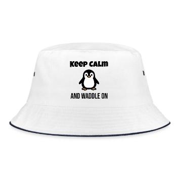 Adorable Penguin Illustration for Apparel - Bucket Hat - white/navy - Front