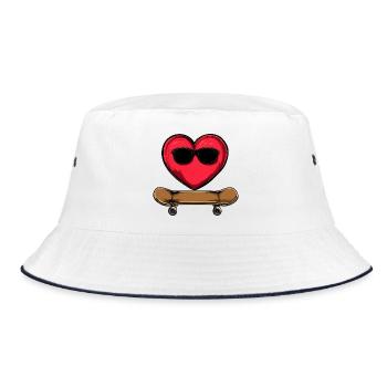 Hearts Skater / Skateboard Heart - Bucket Hat - white/navy - Front
