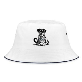 Dog And Cat Best Friends - Bucket Hat - white/navy - Front