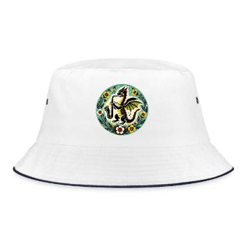 Wunderliches Drachen-Jazz-Design - Bucket Hat - Weiß/Navy - Vorne