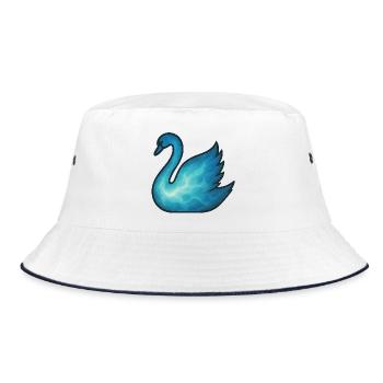 Seelentier und Wächterwesen: Schwan - Bucket Hat - Weiß/Navy - Vorne