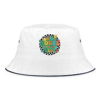 Auf dem Weg zur Schule, zurück in die Schule, Geschenkidee - Bucket Hat - Weiß/Navy - Vorne