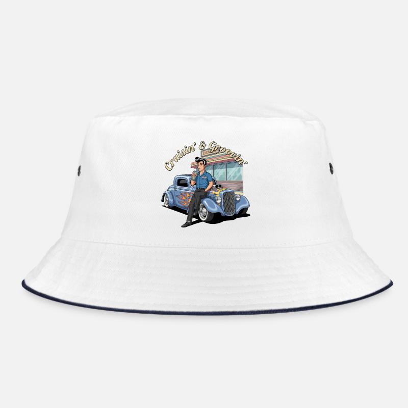 Retro Drive-In Rockabilly Design Bucket Hat
