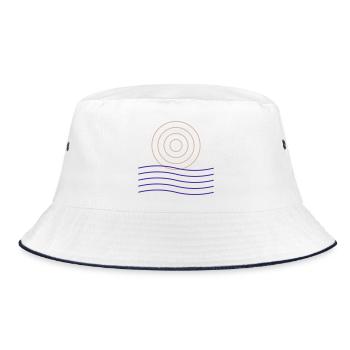 Geometric Lines and Circles Design - Bucket Hat - white/navy - Front