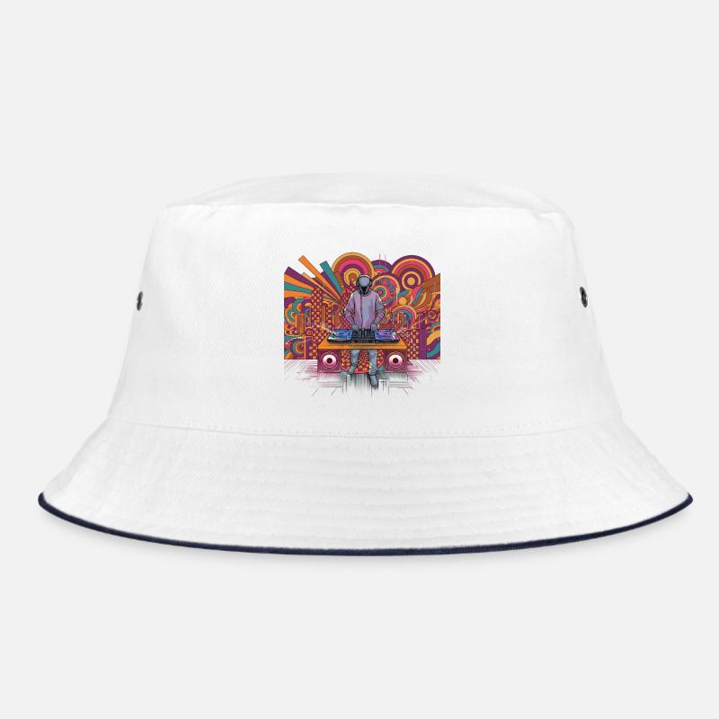 Futuristischer DJ im psychedelischen Hintergrund Bucket Hat