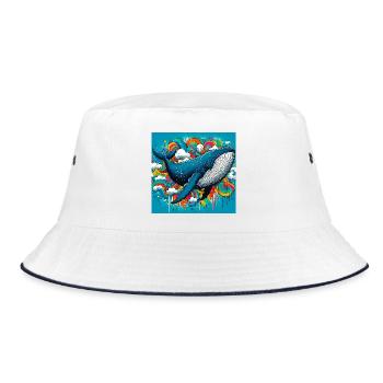 Wal - Bucket Hat - Weiß/Navy - Vorne