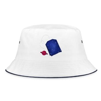 Weltraum-Tee - Bucket Hat - Weiß/Navy - Vorne