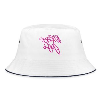 Kunstvolles Graffiti-Design in Lila Bratislava - Bucket Hat - Weiß/Navy - Vorne