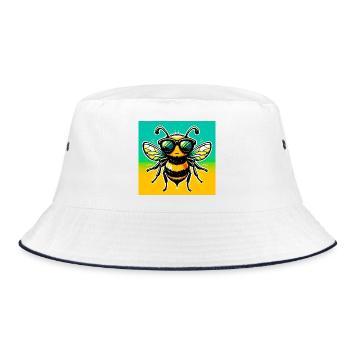 bee - Bucket Hat - white/navy - Front