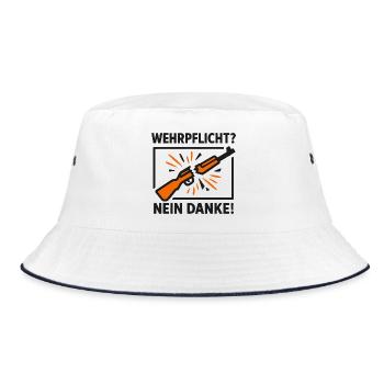 Conscription No Thanks – Conscientious Objection - Bucket Hat - white/navy - Front