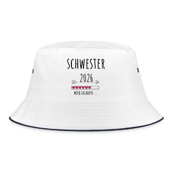 Werdende Schwester 2026 Geschenk Schwangerschaft - Bucket Hat - Weiß/Navy - Vorne