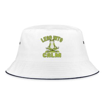 Frog Zen Yoga Pose Illustration - Bucket Hat - white/navy - Front