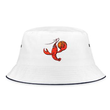 Cute Lobster Shellfish Basketball Player Cartoon - Bucket Hat - white/navy - Front