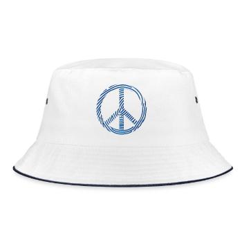 Peace-Zeichen - Bucket Hat - Weiß/Navy - Vorne