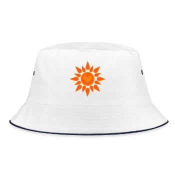 Sonnensymbol mit Herz - Bucket Hat - Weiß/Navy - Vorne