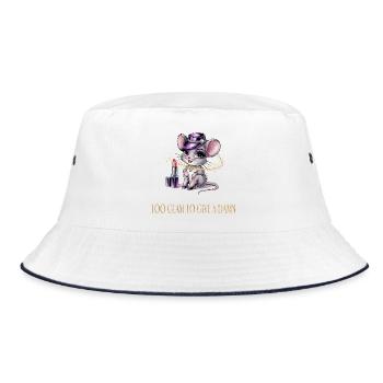 Heiße Maus mit Glamour & Lippenstift - Bucket Hat - Weiß/Navy - Vorne