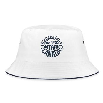 Niagara Falls Ontario Canada Circular Logo - Bucket Hat - white/navy - Front