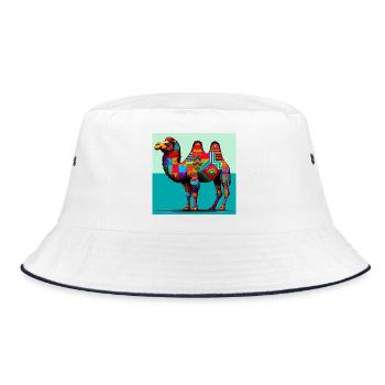 Kamel - Bucket Hat - Weiß/Navy - Vorne
