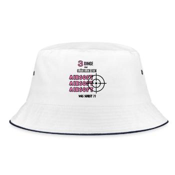 Airsoft Was Sonst Spiel Airsofterin Spielerin - Bucket Hat - Weiß/Navy - Vorne