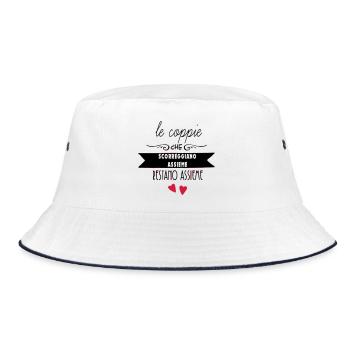 Herzen, die in der Silhouette schweben - Bucket Hat - Weiß/Navy - Vorne