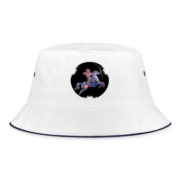 Geometrisches Sternbild Schütze - Bucket Hat - Weiß/Navy - Vorne
