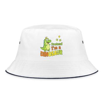 Tu so, als wäre ich ein Dinosaurier - Bucket Hat - Weiß/Navy - Vorne