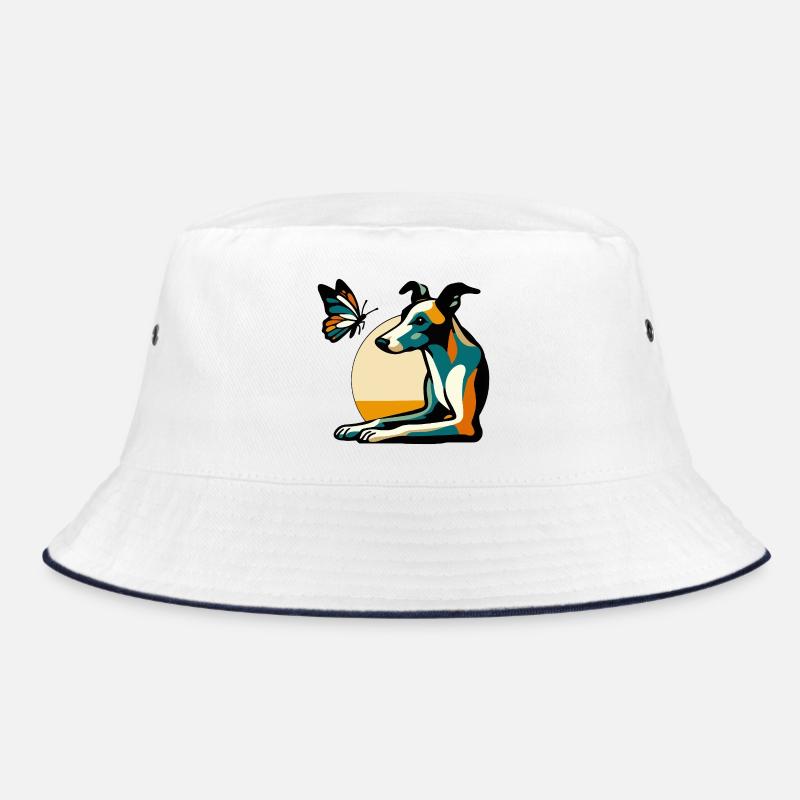 Bunter Hund mit Schmetterling Bucket Hat