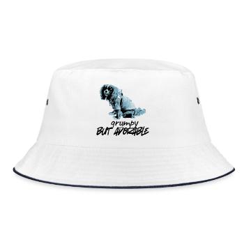 Blue Dog Portrait in Stencil Style - Bucket Hat - white/navy - Front