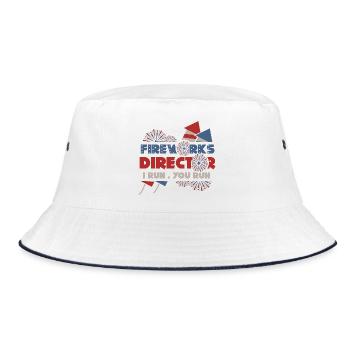 Firework Director – I Run, You Run - Bucket Hat - white/navy - Front