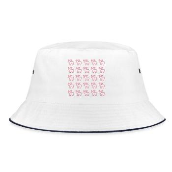 Rote Rentier Silhouette Muster - Bucket Hat - Weiß/Navy - Vorne