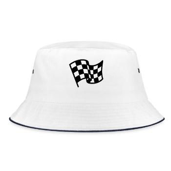 Checkered flag motor racing - Bucket Hat - white/navy - Front