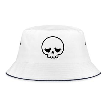Sad Skull | Emo & Goth Design - Bucket Hat - white/navy - Front