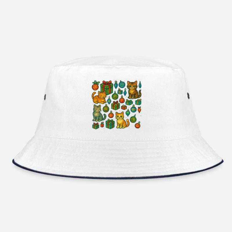 Festive Kitten Gift Pattern Bucket Hat