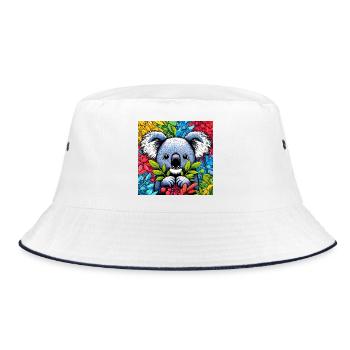 Koala - Bucket Hat - Weiß/Navy - Vorne