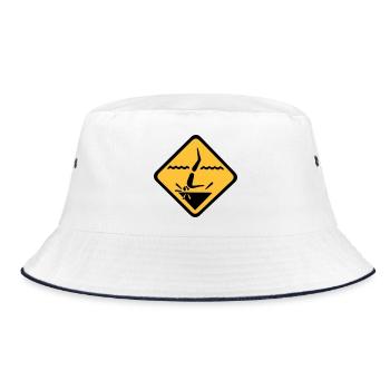 Tauchen Schild Grafik - Bucket Hat - Weiß/Navy - Vorne