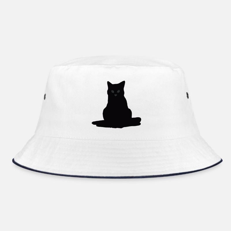 Minimalist Black Cat Silhouette Bucket Hat