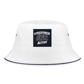 TruckPower Active Trucker T-Shirt - Bucket Hat - Weiß/Navy - Vorne