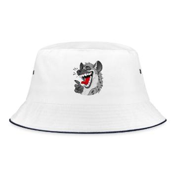 Lachende Hyäne Cartoon - Bucket Hat - Weiß/Navy - Vorne
