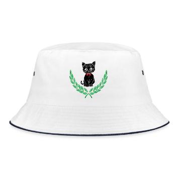 Black in Laurel Wreath - Bucket Hat - white/navy - Front
