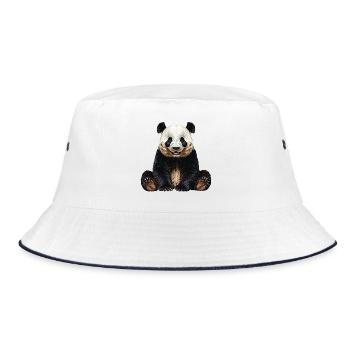 Panda - Bucket Hat - Weiß/Navy - Vorne
