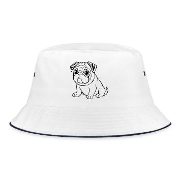 Pug Black Dogs T-shirt Gift Christmas - Bucket Hat - white/navy - Front
