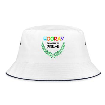 Hurra, ich gehe in die Vorschule - Bucket Hat - Weiß/Navy - Vorne