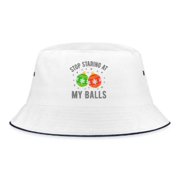 Hör auf, meine Eier anzustarren - Bucket Hat - Weiß/Navy - Vorne