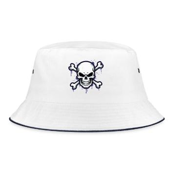 Dark skull with bone - Bucket Hat - white/navy - Front
