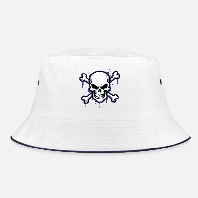Düsterer Skull mit Knochen Bucket Hat